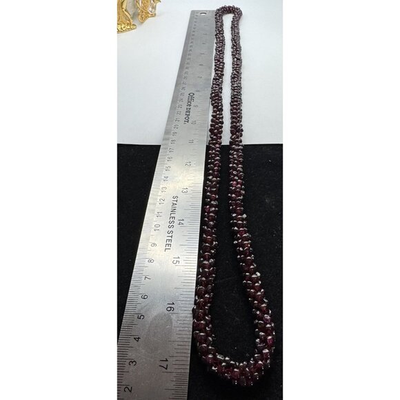 Stunning Natural Red Garnet Nugget Beaded Long Necklace 34" - Picture 9 of 11